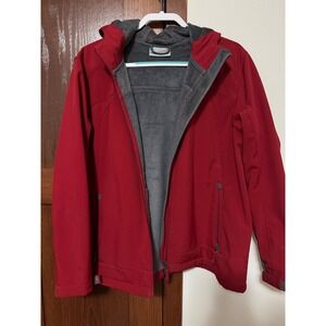 Free Country Womens Red Softshell Jacket Faux Fur Lined Hooded Full Zip XXL